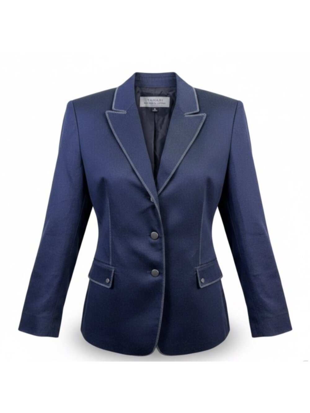 Tahari Arthur S. Levine Womens Navy Two-Button Blazer Jacket Size 6